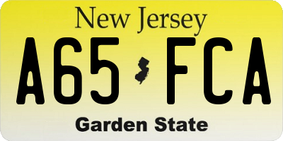 NJ license plate A65FCA