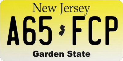 NJ license plate A65FCP