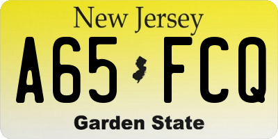 NJ license plate A65FCQ