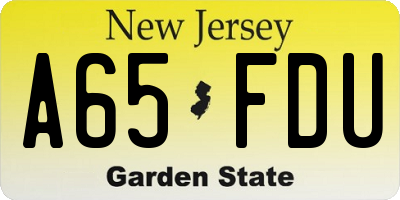 NJ license plate A65FDU