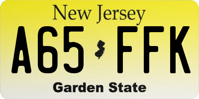 NJ license plate A65FFK