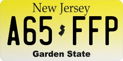 NJ license plate A65FFP
