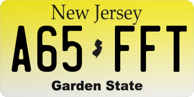 NJ license plate A65FFT
