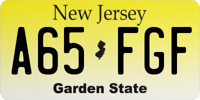 NJ license plate A65FGF