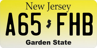 NJ license plate A65FHB