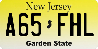 NJ license plate A65FHL