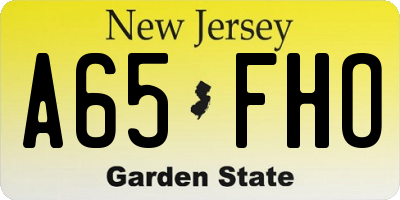 NJ license plate A65FHO