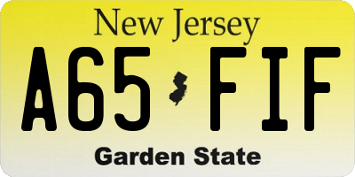 NJ license plate A65FIF