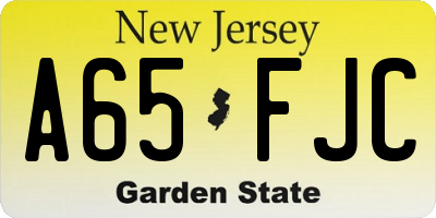 NJ license plate A65FJC