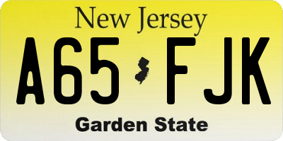 NJ license plate A65FJK