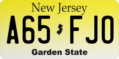 NJ license plate A65FJO