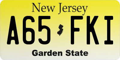 NJ license plate A65FKI
