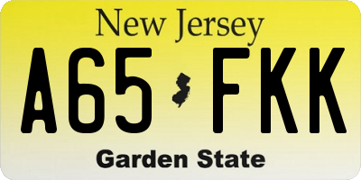 NJ license plate A65FKK