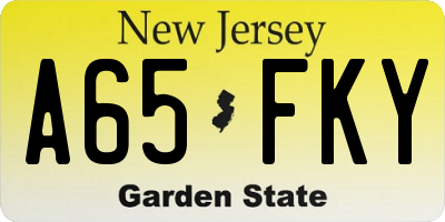 NJ license plate A65FKY