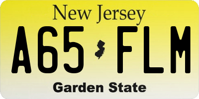 NJ license plate A65FLM