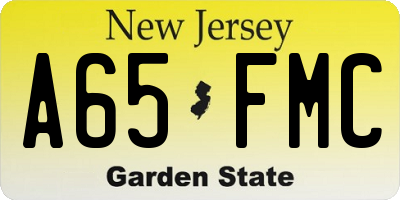 NJ license plate A65FMC