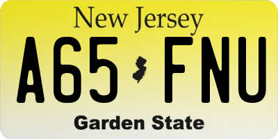 NJ license plate A65FNU