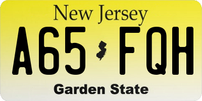 NJ license plate A65FQH