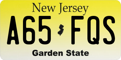 NJ license plate A65FQS