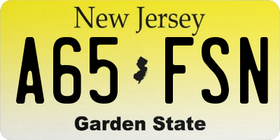 NJ license plate A65FSN