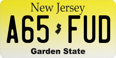 NJ license plate A65FUD