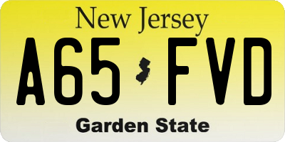 NJ license plate A65FVD