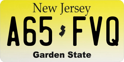NJ license plate A65FVQ