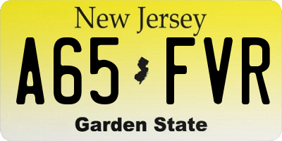 NJ license plate A65FVR