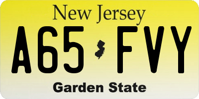 NJ license plate A65FVY