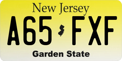 NJ license plate A65FXF