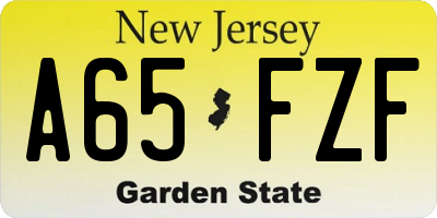 NJ license plate A65FZF