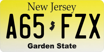 NJ license plate A65FZX