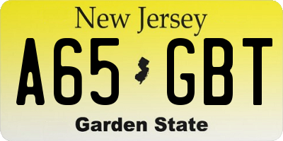 NJ license plate A65GBT
