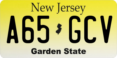 NJ license plate A65GCV