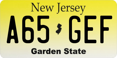 NJ license plate A65GEF