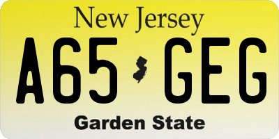 NJ license plate A65GEG
