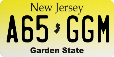 NJ license plate A65GGM