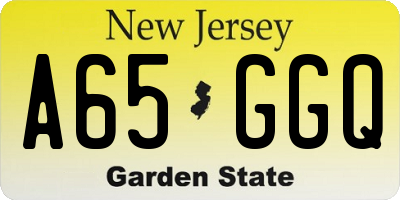 NJ license plate A65GGQ