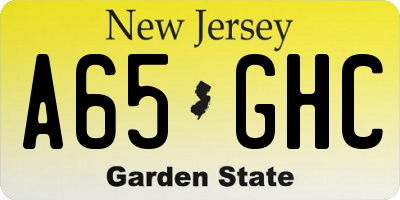 NJ license plate A65GHC