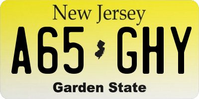 NJ license plate A65GHY