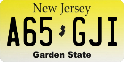 NJ license plate A65GJI