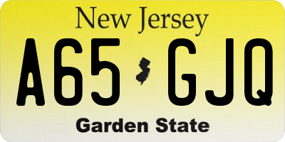 NJ license plate A65GJQ