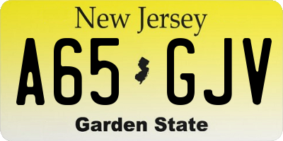 NJ license plate A65GJV