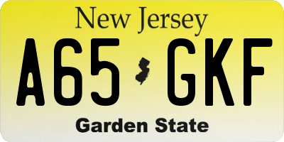 NJ license plate A65GKF