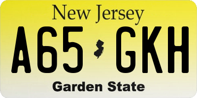 NJ license plate A65GKH
