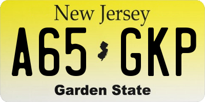 NJ license plate A65GKP