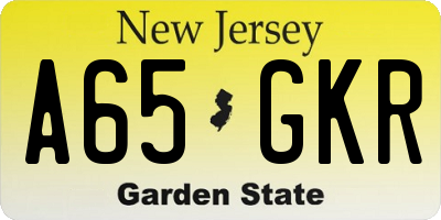 NJ license plate A65GKR