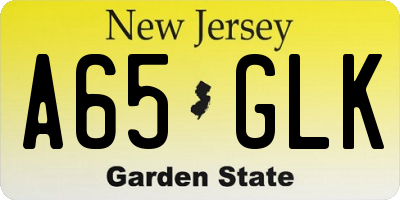 NJ license plate A65GLK