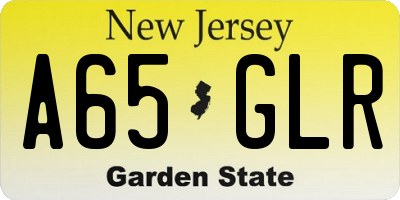 NJ license plate A65GLR