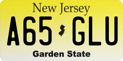 NJ license plate A65GLU